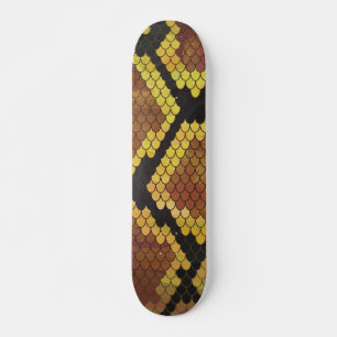 Skateboard Serpent Brown et impression or