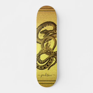 Skateboard Serpents Faux Gold Personnalisé Patinage