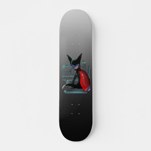 Skateboard Siamese Cat Cyberpunk Ninja (Devant)