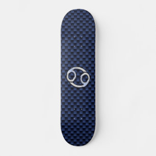 Skateboard Signe du Cancer argent sur impression de fibre de