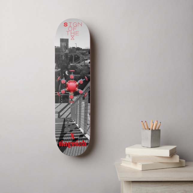 Skateboard Signe rouge de l'époque (Art mural)