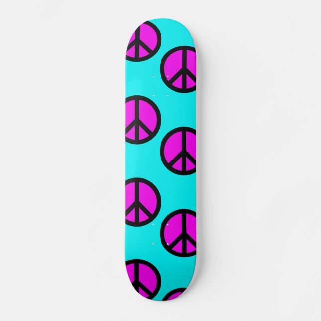 Skateboard Signes de paix super Ados hippie Turquoise et viol (Recto)