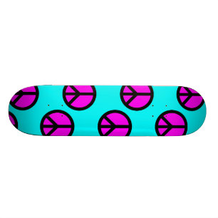Skateboard Signes de paix super Ados hippie Turquoise et viol