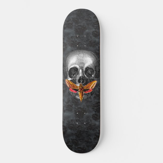 Skateboard Silence gothique du papillon des crânes Sombre  (Recto)