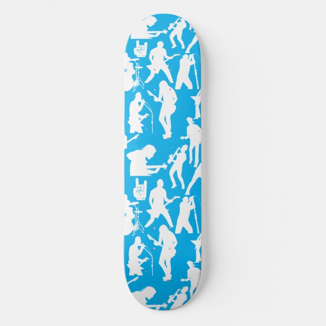 Skateboard Silhouette de bande de rock Motif.w Lblue BG (Recto)