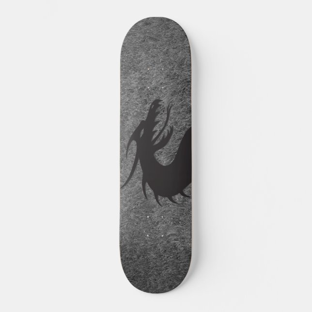 Skateboard Silhouette de dragon, avec herbe en arrière - plan (Recto)