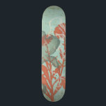 Skateboard Silhouette de Fleurs rouges sur Arrière - plan Tur<br><div class="desc">Trois fleurs rouges contrastent avec un arrière - plan turquoise dans ce tableau de Megan Meagher. Une silhouette d'une autre fleur se penche à gauche de l'impression. Un morceau simple avec beaucoup de choses en cours. Cela ferait un beau cadeau pour un ami ou aimé qui aime l'art!</div>