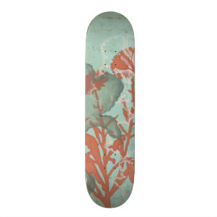 Skateboard Silhouette de Fleurs rouges sur Arrière - plan Tur