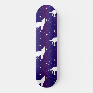 Skateboard Silhouette de Loup Nuit Étoilée Galaxie Amoureux U