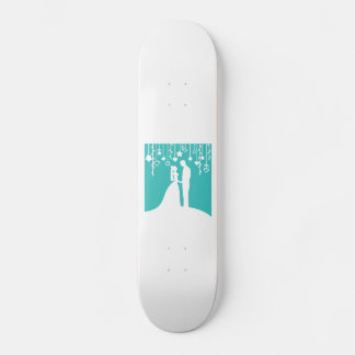 Skateboard Silhouettes Aqua & White Bride et Mariage de chamb
