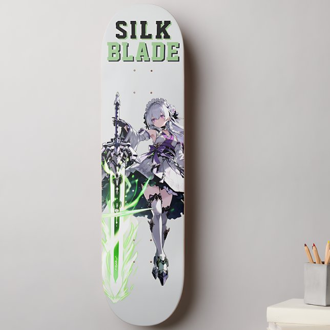 Skateboard SILK BLADE Anime Samurai Girl - Cyber Silver (Créateur téléchargé)