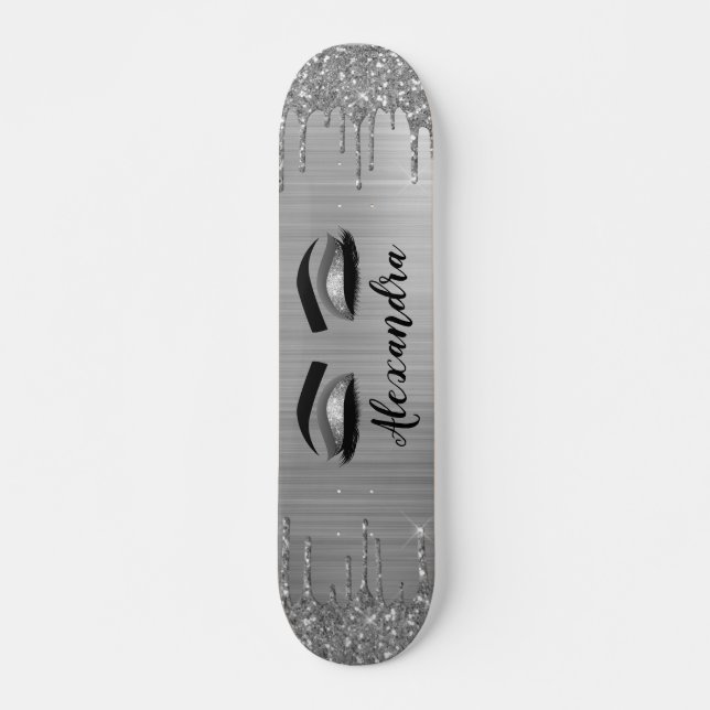 Skateboard Silver Glitter Sparkle Eyelashes Monogram (Devant)