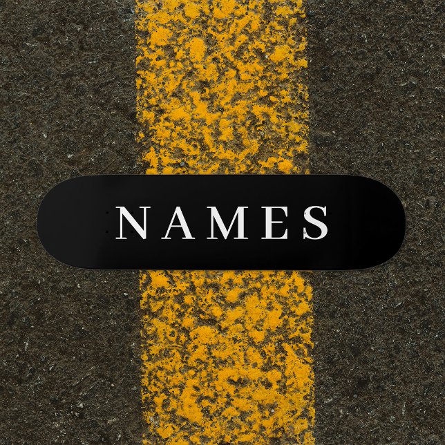 Skateboard Simple Black Custom Ajouter Votre Nom Élégant (Créateur téléchargé)