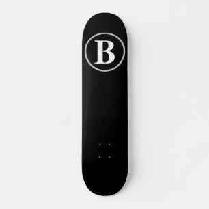 Skateboard Simple élégant Monogramme noir blanc personnalisé 