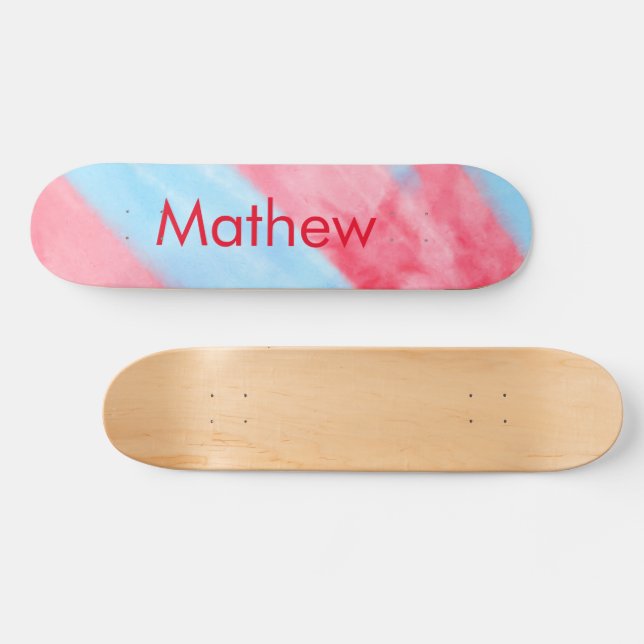 Skateboard simple initial letter monogram add your name red b (Horz)
