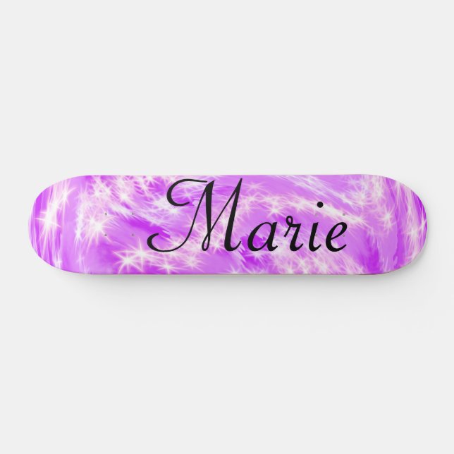 Skateboard simple léger rose pastel ajouter votre nom (Horz)
