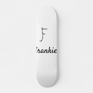 Skateboard Simple monogramme noir minimaliste lettre F ajoute