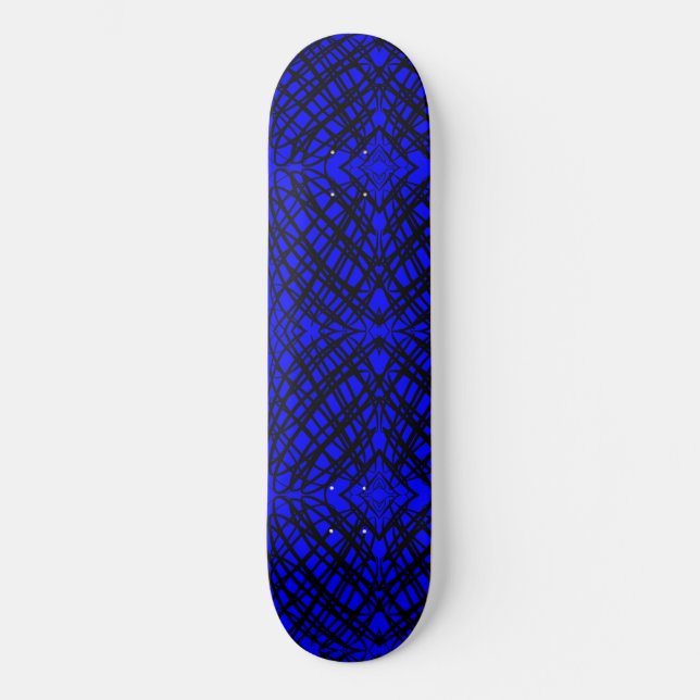 Skateboard Simple Scribble | Carreaux miroir | Bleu | (Recto)