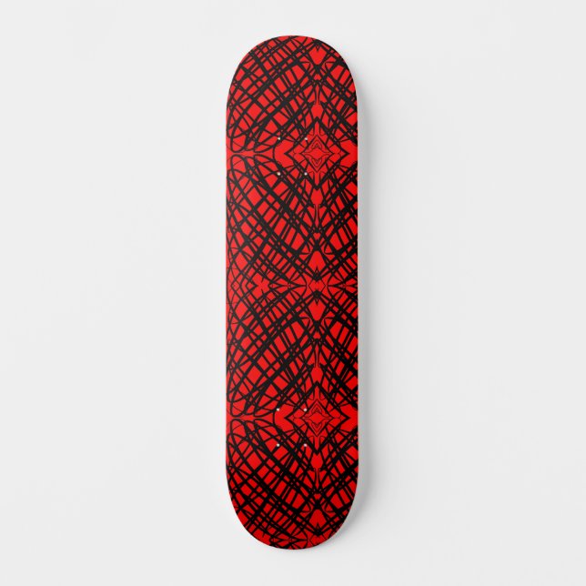 Skateboard Simple Scribble | Carreaux miroir | Rouge | (Recto)