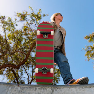Skateboard Simplement rouge et vert Joyeux motif de Noël
