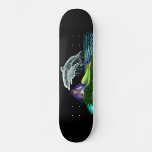 Skateboard Sirène avec dauphins