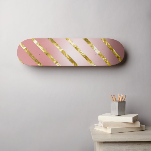 Skateboard skate de parties scintillant rose mignon (Art mural (Horz))