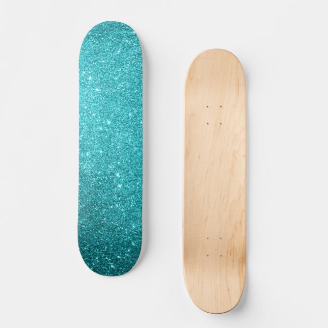 Skateboard Skate de Parties scintillant turquoise (Recto)