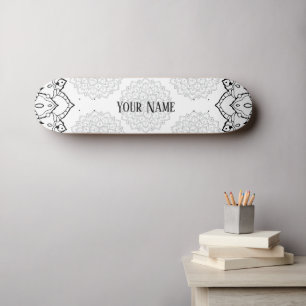 Skateboard Skate Mandala noir et blanc