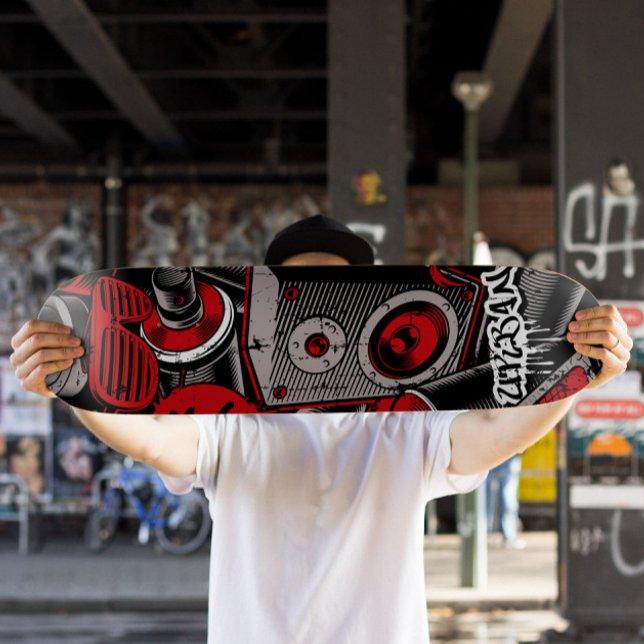 Skateboard Skate Style Graffiti Rouge | Red Skate (Retro Graffiti Skateboard Deck)