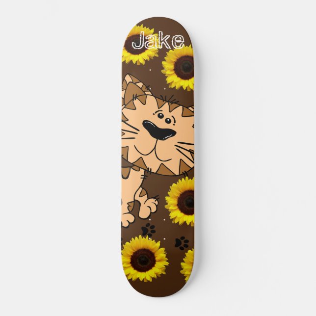Skateboard Skate Sunflower Kitten Chat (Recto)