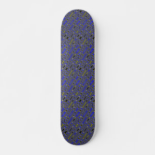 Skateboard Skate Tourbillonnant bleu noir et jaune