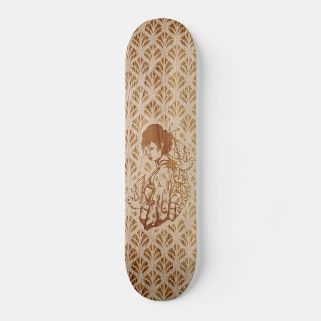 Skateboard Skateboards Geisha japonaise gravure sur bois (Recto)