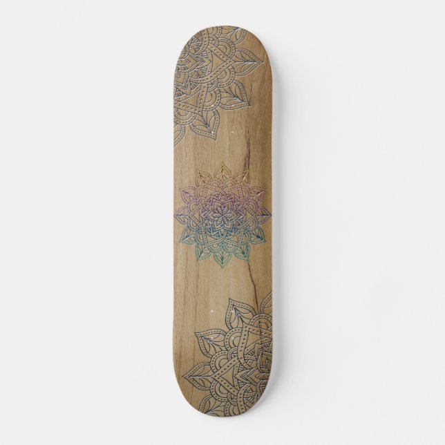 Skateboard Skateboards mandala gravé dans bois (Recto)