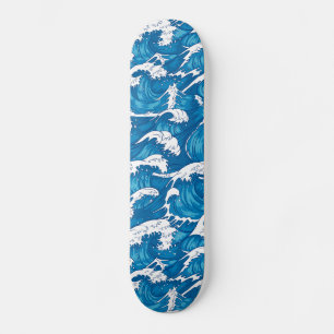 Skateboard Skateboards vagues japonaises bleues