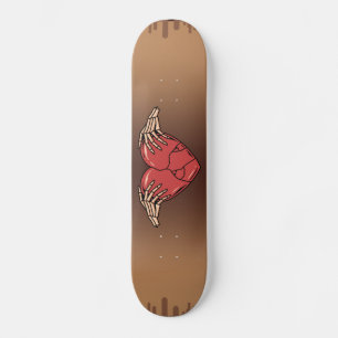 Skateboard Skeleton Hands Holding Broken Heart Gothic Love