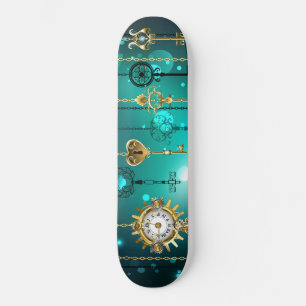 Skateboard Skeleton Keys on Green Background