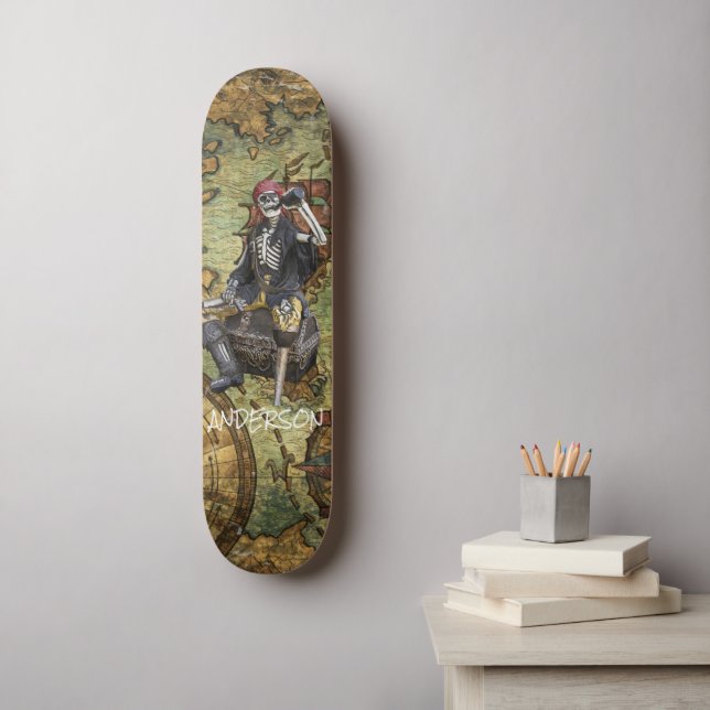 SKATEBOARD SKELETON PERSONNALISÉE PIRATE HERO (Art mural)
