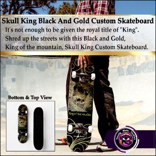 Skateboard Skull King Black Et Gold Custom Skboard