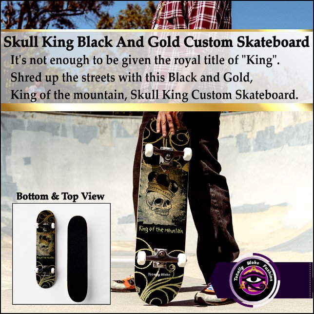 Skateboard Skull King Black Et Gold Custom Skboard (Créateur téléchargé)