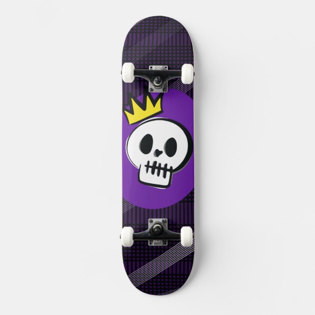 Skateboard Skull King – Planche à roulettes punk minimale (Recto)