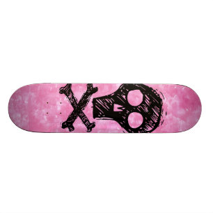 Skateboard Skull noir Pink skboard deck