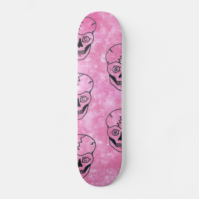 Skateboard Skull noir Pink skboard deck (Recto)