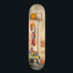 Skateboard Slam Dunk sur le plateau de basket par Jay Throckm<br><div class="desc">Que faites-vous quand vous ne pouvez pas monter à skateboard, à vélo, à cheval ou même jouer avec votre chien ? Vous pratiquez bien sûr votre routine slam dunk. Posé sur une pile de boîtes, ce jeune homme veut s'assurer qu'il puisse secouer le panier de basket avec ses compétences. Obtenez...</div>