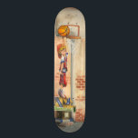 Skateboard Slam Dunk sur le plateau de basket par Jay Throckm<br><div class="desc">Que faites-vous quand vous ne pouvez pas monter à skateboard, à vélo, à cheval ou même jouer avec votre chien ? Vous pratiquez bien sûr votre routine slam dunk. Posé sur une pile de boîtes, ce jeune homme veut s'assurer qu'il puisse secouer le panier de basket avec ses compétences. Obtenez...</div>