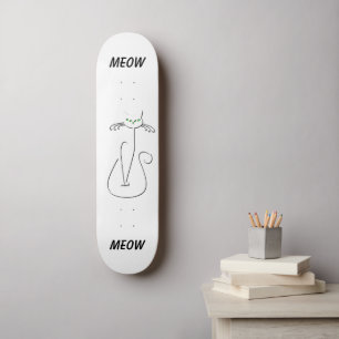 Skateboard Slinky Black Cat Meow Meow Texte Personnalisé Yeux
