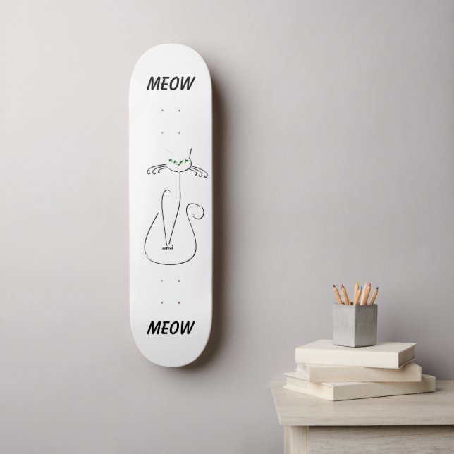 Skateboard Slinky Black Cat Meow Meow Texte Personnalisé Yeux (Art mural)