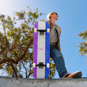 Skateboard SlipperyJoe drag pride flag purple white blue crow
