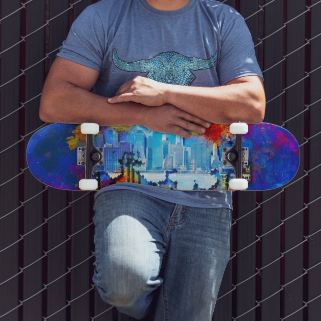 Skateboard SlipperyJoe NYC graffiti lune entourée tourbillonn (Extérieur 3)
