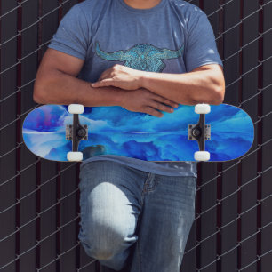 Skateboard SlipperyJoe's abstrait nuage artwork coloré surr