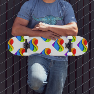 Skateboard SlipperyJoe's cœur en forme de cœur arc-en-ciel ro